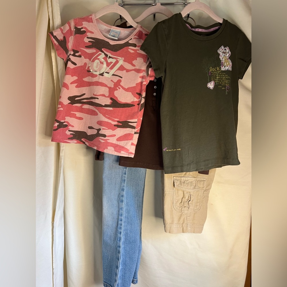 EUC bundle of 5 pieces of girls clothing tops size XS & pants size size 6